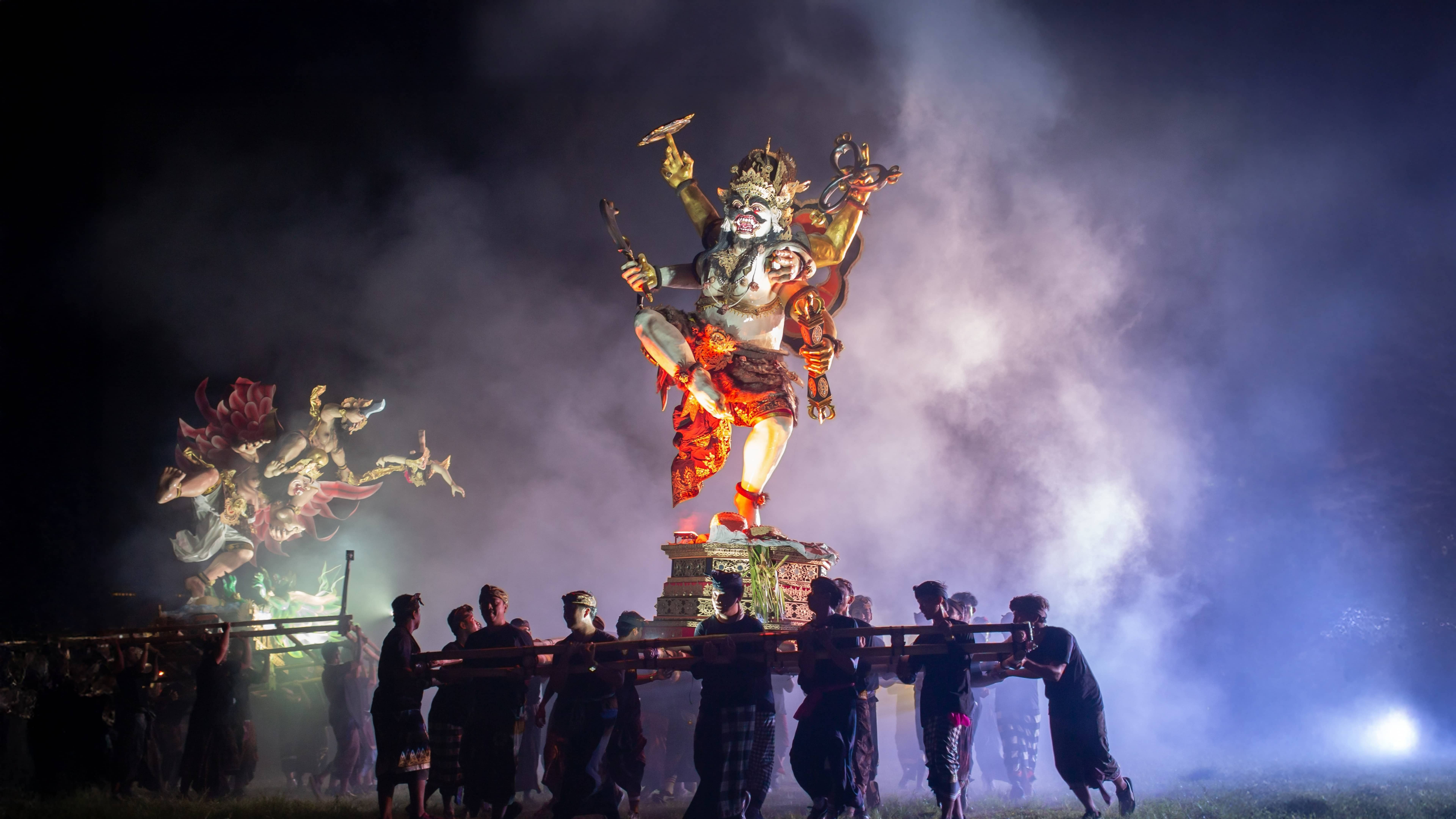 Night parade of Ogoh-Ogoh statues during Bali’s Nyepi celebrations Night parade of Ogoh-Ogoh statues during Bali’s Nyepi celebrations