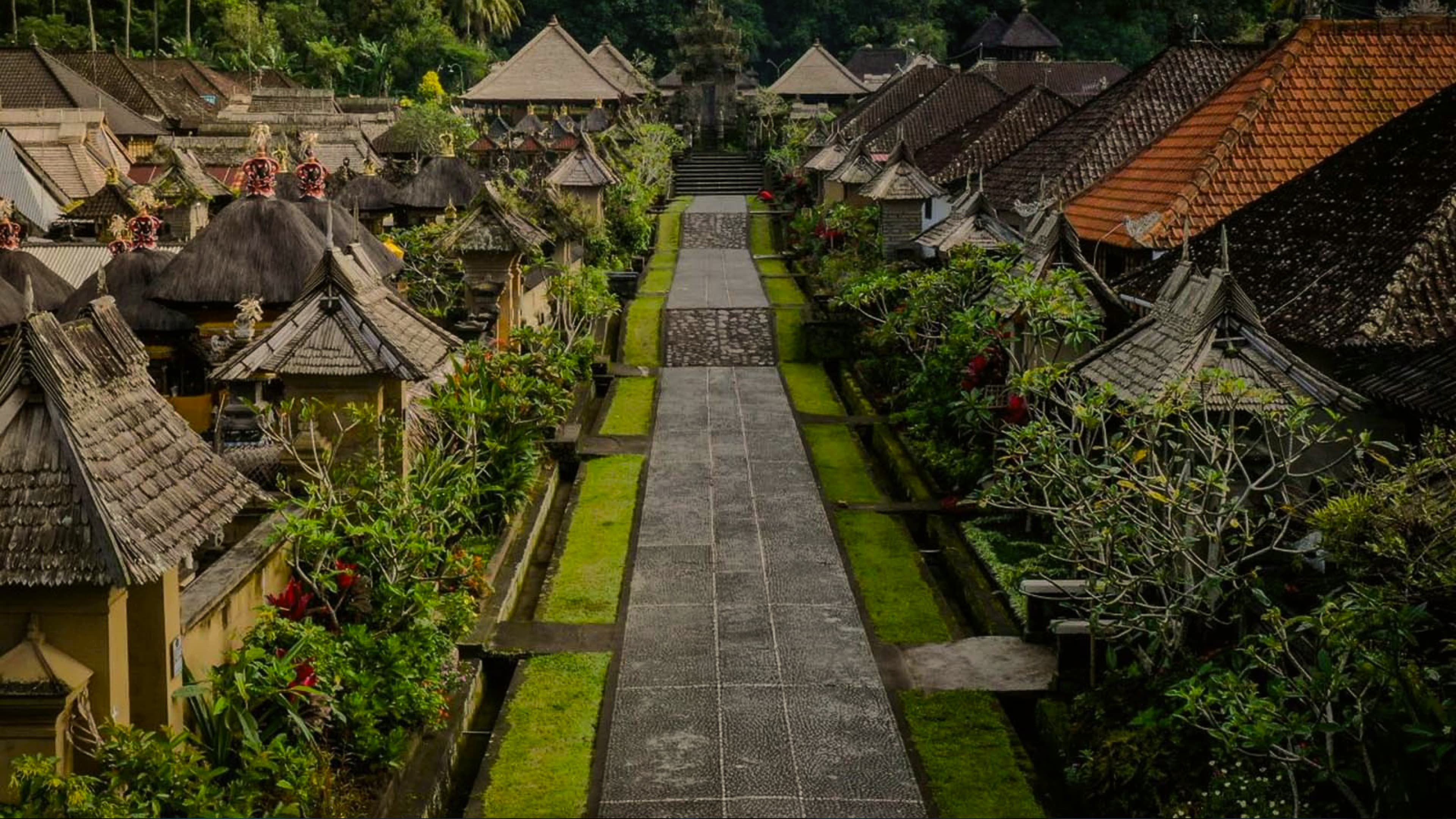 Empty street in Penglipuran Village, Bali Empty street in Penglipuran Village, Bali